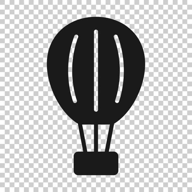 气球图标在扁平式浮空器上白色图片下载