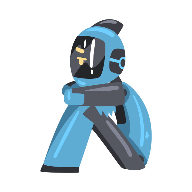 友好的机器人坐在地板上拥抱它的膝盖，可爱的个人机器人助理角色，人工智能概念卡通风格矢量插图图片下载