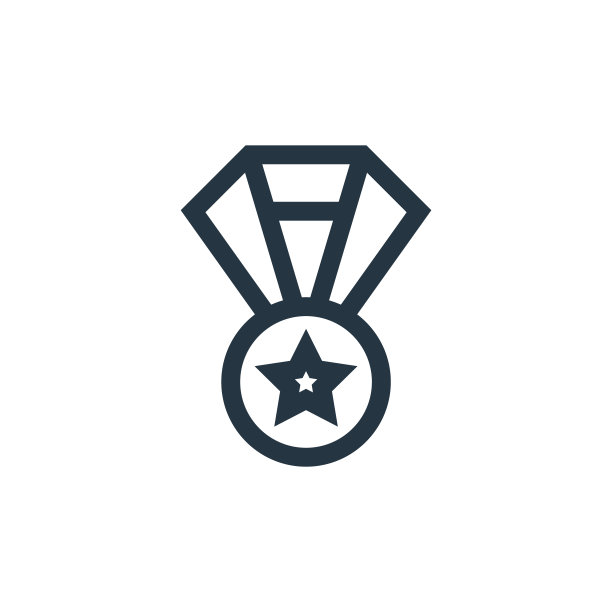 白色背景奖牌矢量图标，用于网站设计和移动App开发的细线奖牌轮廓图标矢量素材图片下载
