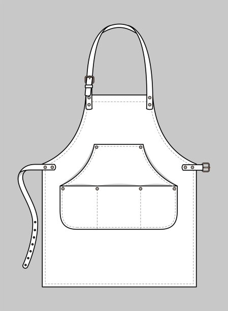 白色围裙设计与口袋矢量模板图片下载