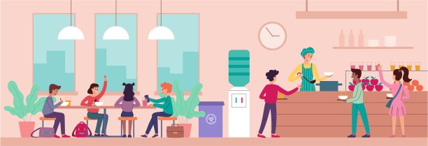 学校食堂内部有学生图片下载