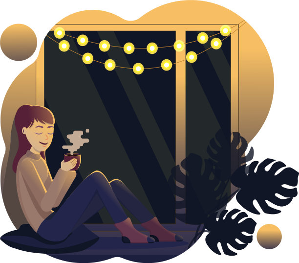 女孩在窗口，手里拿着一个杯子图片下载