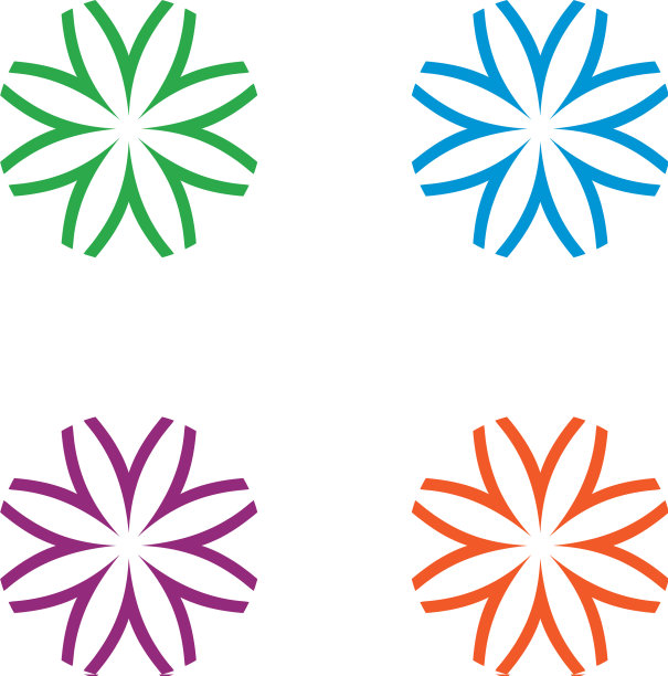 五彩缤纷的星花标志模板设计图片下载