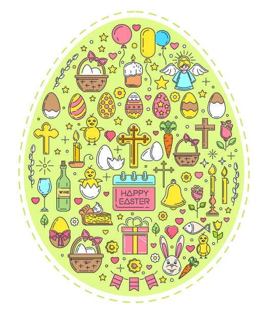 设置复活节庆祝的颜色图标图片下载