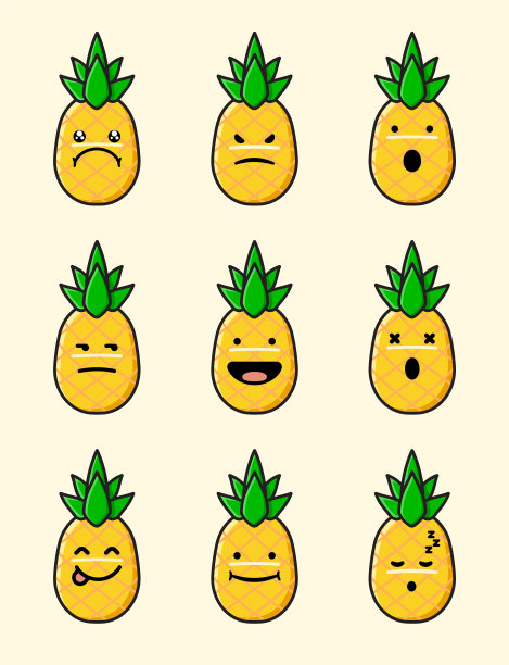 菠萝表情符号集图片下载
