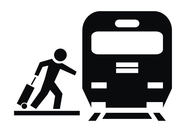 站台，引擎和人，黑色矢量图标图片下载