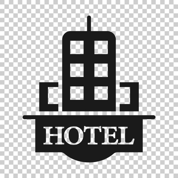 扁平风格酒店标志图标：旅馆建筑图片下载