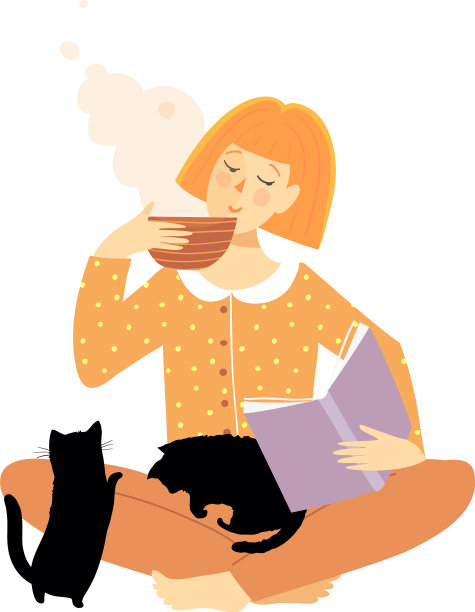 漂亮的红发女人在喝茶或咖啡图片下载