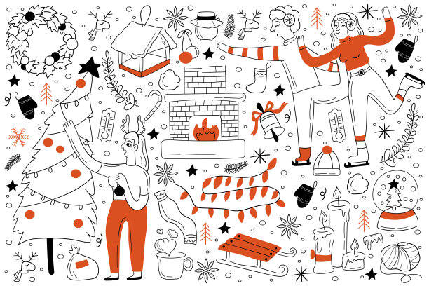 冬季涂鸦套装图片下载