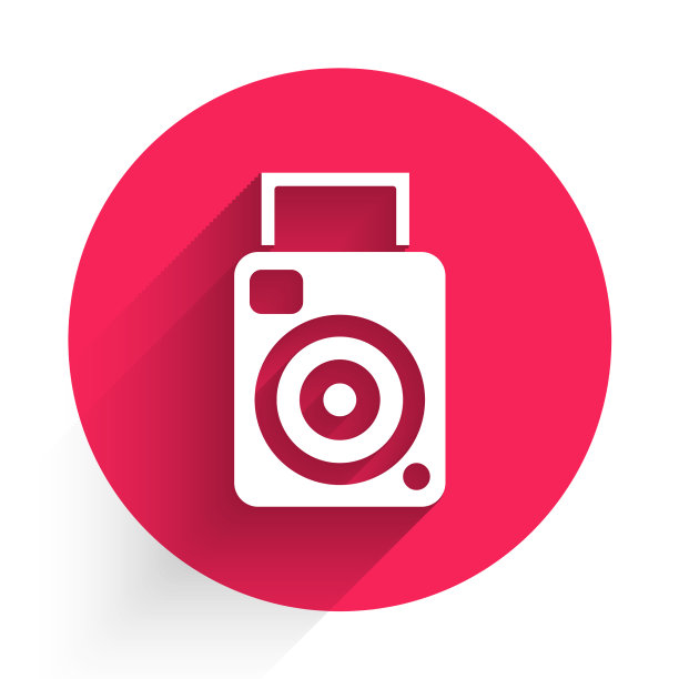 白色照片相机图标孤立与长阴影图片下载