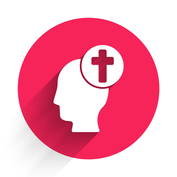 白色人头与基督教十字架图标图片下载