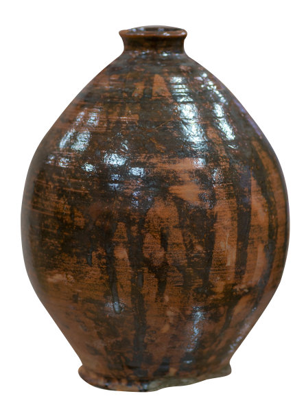 白色背景上孤立的陶罐。古董空壶前视图。的能力图片下载