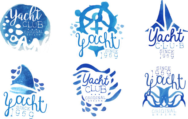 帆船俱乐部标志收藏帆船运动蓝色图片下载