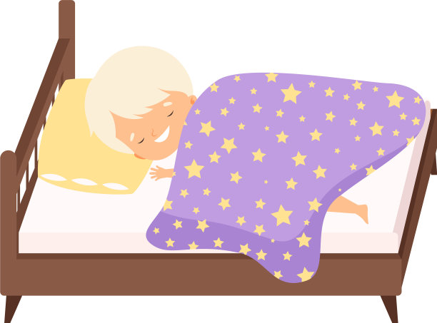 可爱的金发小男孩甜美地睡在他的床上图片下载