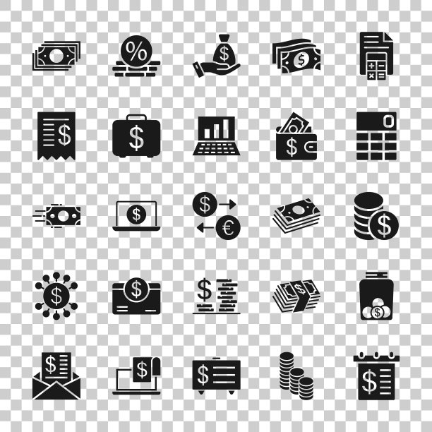扁平风格金融支付图标集图片下载