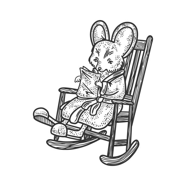 卡通鼠标在家素描图片下载