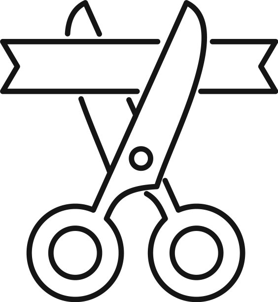 启动打开剪切缎带图标轮廓风格图片下载