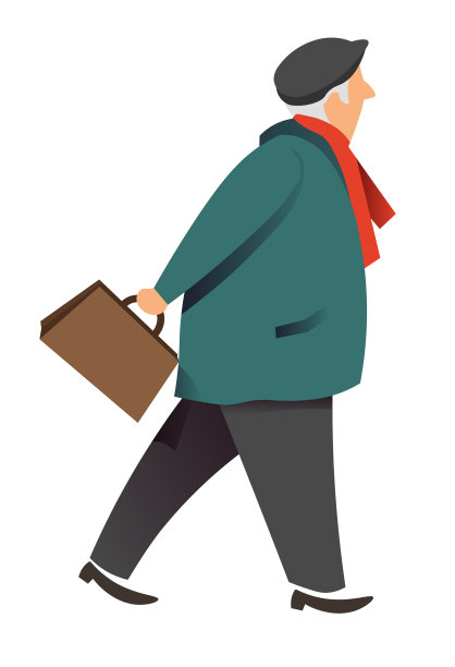 老年男子走路带袋秋男性格图片下载