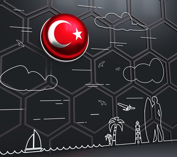 插图的女士与冲浪板摆姿势图片下载