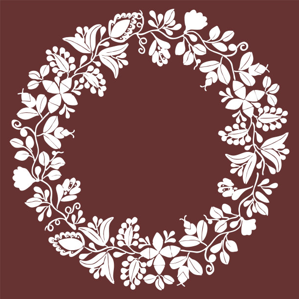 白色花月桂花环框架在深棕色图片下载