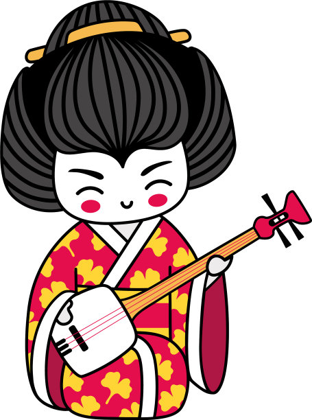 艺妓与三味线卡哇伊日本卡通图片下载