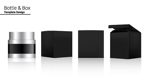 光滑的罐子瓶子模拟逼真的化妆品和图片下载