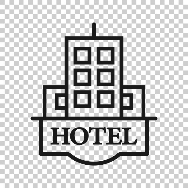 扁平风格酒店标志图标：旅馆建筑图片下载