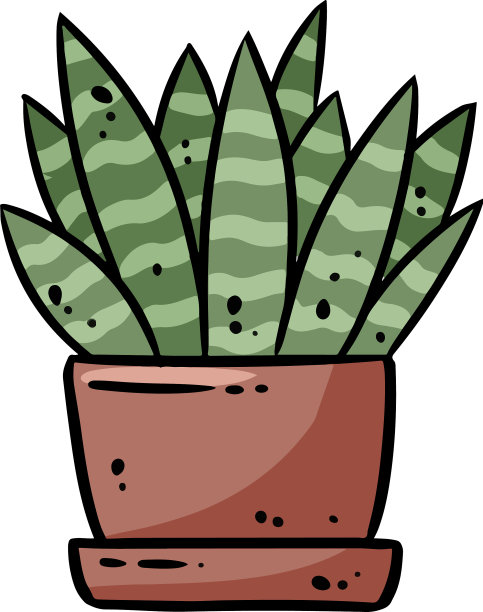 多肉植物可爱的涂鸦形象芦荟hygge心情图片下载