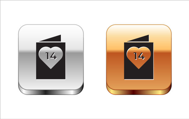 带有心形图标的黑色情人节传单图片下载