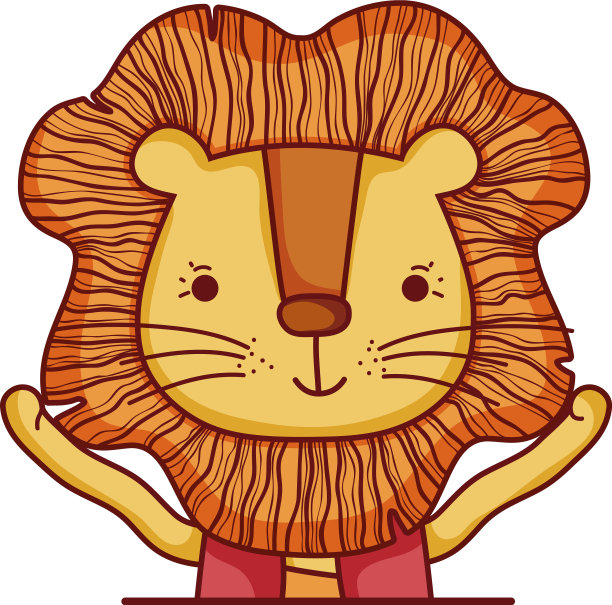 可爱的狮子动物卡通孤立图标设计图片下载