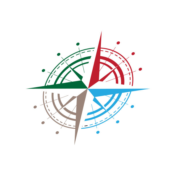 彩色创意扁平风指南针logo设计图片下载