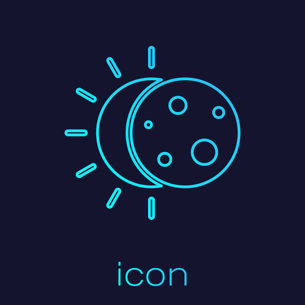 绿松石线日食太阳图标孤立上图片下载