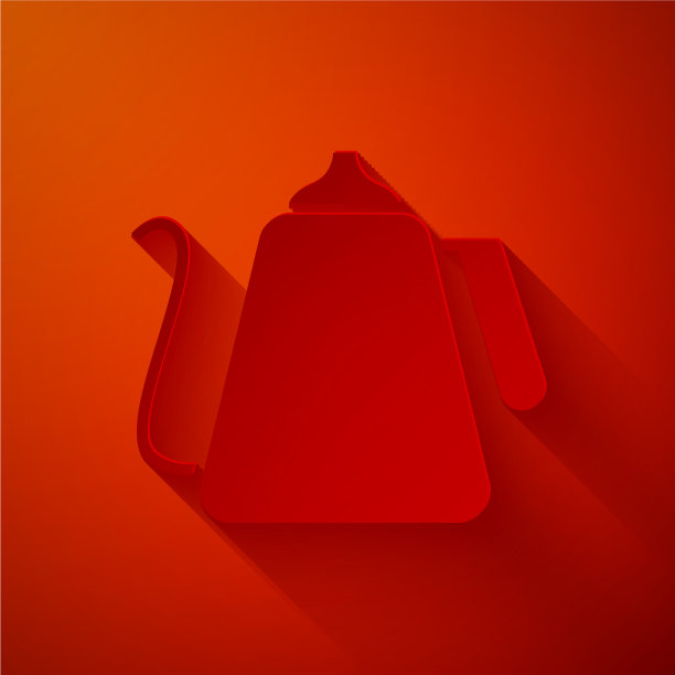 剪纸水壶与把手图标隔离在红色图片下载