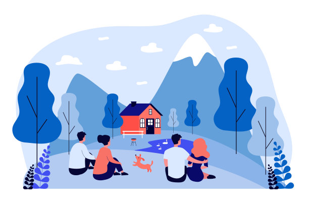 情侣们欣赏着山景图片下载