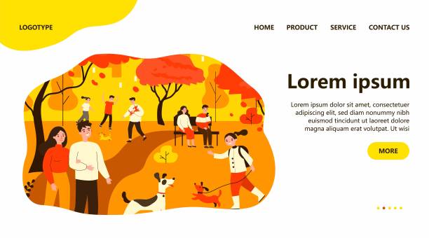 快乐的人们在春天公园遛狗图片下载