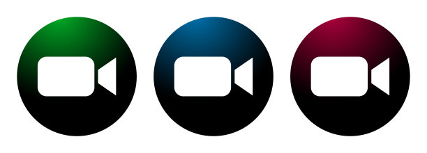 夜间圆形按钮摄像机图标插图图片下载