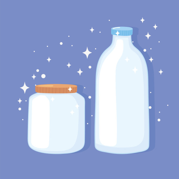 塑料或玻璃杯瓶模型，玻璃瓶和罐盖图片下载