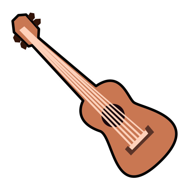 棕色吉他插图和孤立的白色背景图片下载
