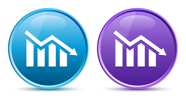 统计下降图标圆滑软圆形按钮设置插图图片下载