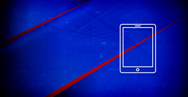 平板图标优雅的建筑设计蓝色旗帜插图图片下载