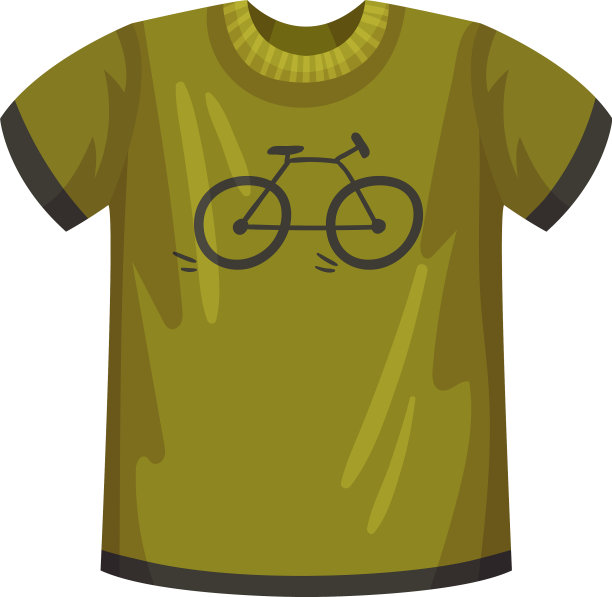 印有自行车图案的绿色t恤作为男性服装图片下载