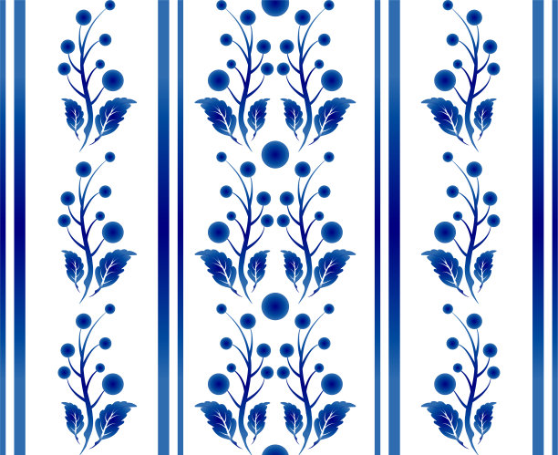 蓝色和白色花无缝边界图片下载