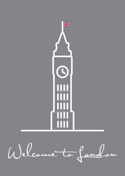 欢迎来到伦敦印有大本钟图标的贺卡图片下载