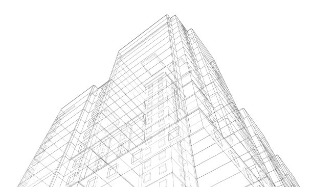 多层建筑的线框模型图片下载