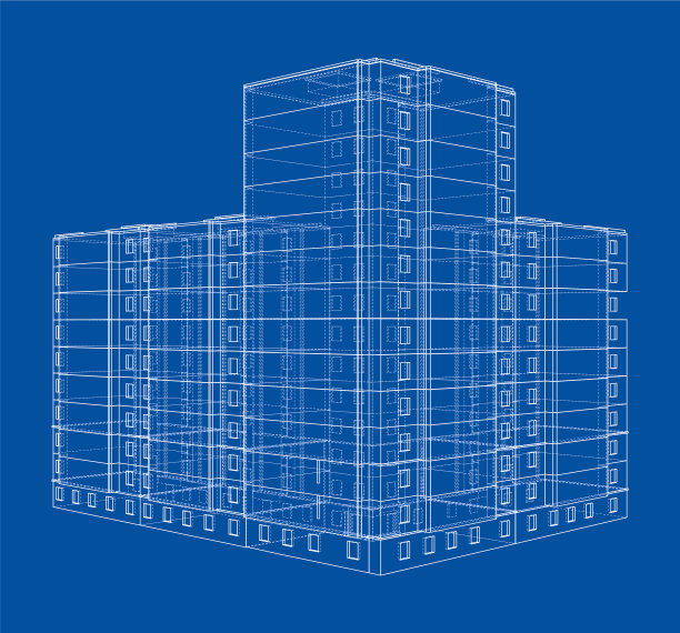 多层建筑的线框模型图片下载