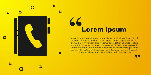 黑色地址簿图标孤立在黄色背景上。笔记本，地址，联系方式，目录，电话，电话本图标。矢量图图片下载