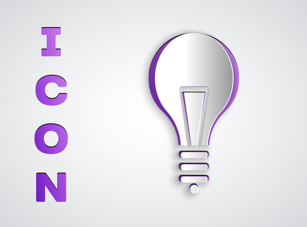 剪纸灯泡与概念的想法图标孤立在灰色背景。能量和理念的象征。灵感的概念。纸艺术风格。矢量图图片下载