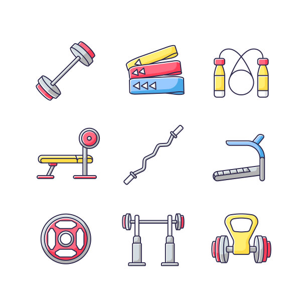 力量训练RGB颜色图标集图片下载