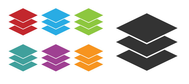 黑色层服装纺织图标孤立在白色背景。面料特征元素。设置图标丰富多彩。矢量图图片下载