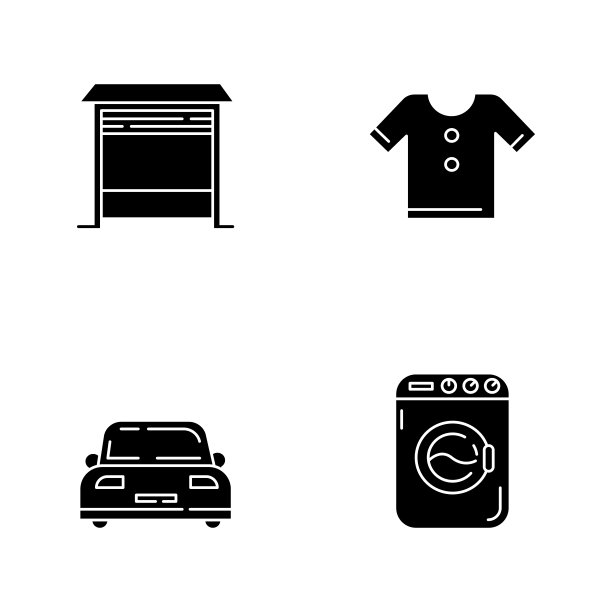 家居黑色象形文字图标设置在白色空间图片下载